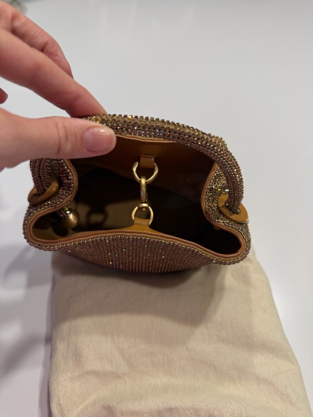 Cult Gaia Crystal Mesh Top-Handle Evening Bag - Picture 3 of 7